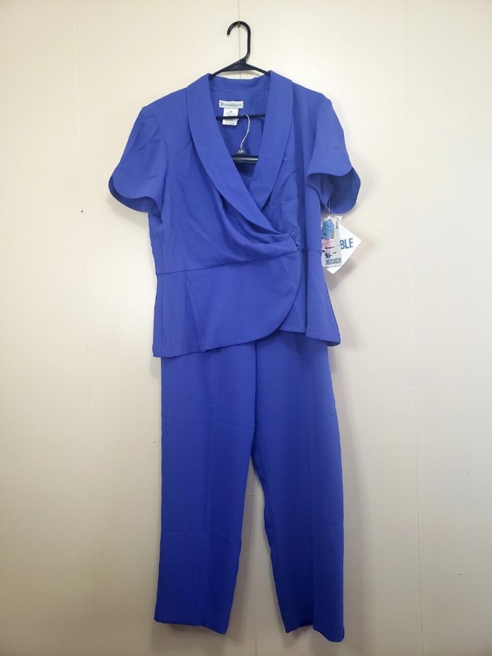Dressbarn Women 16 Outfit Pants Suit Set Blouse Purple Retro Office Washable NWT